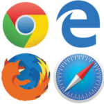 An icon showing the top 4 web browsers, Chrome, Edge, Firefox and Safari.